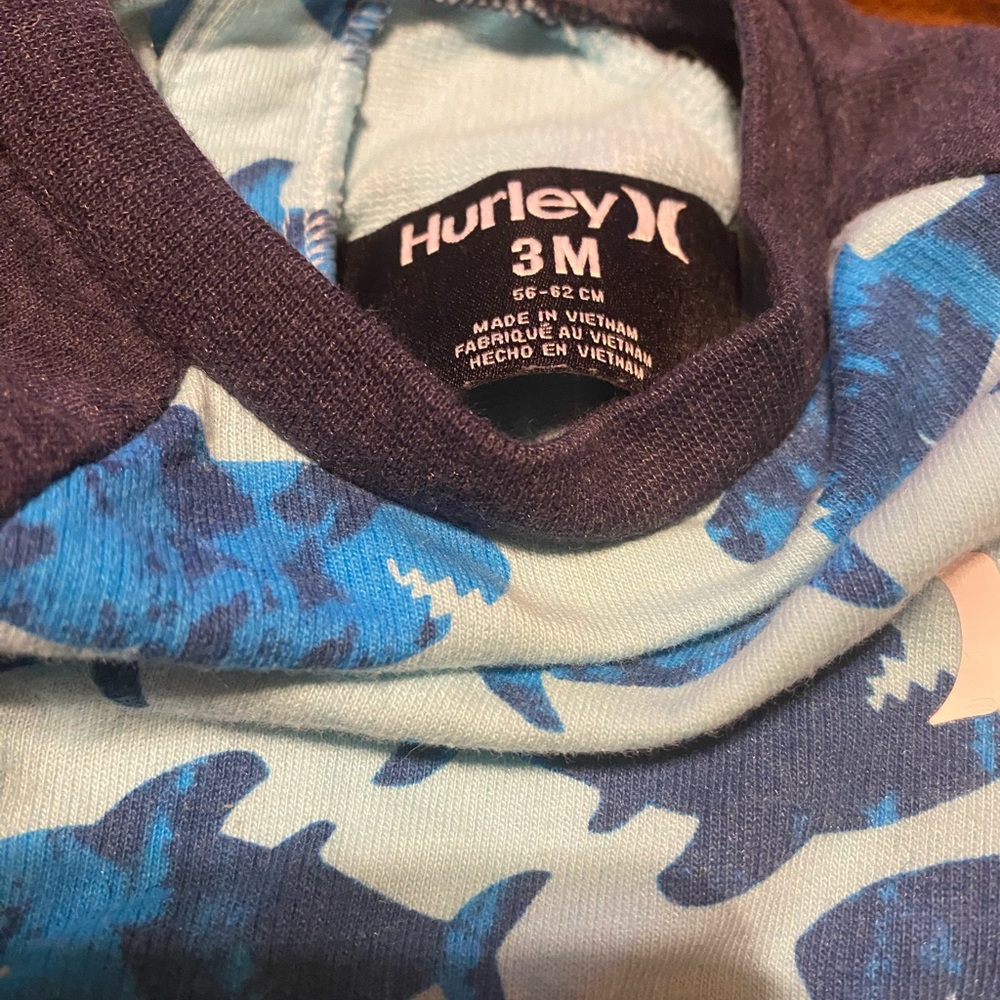Hurley Blue Fish Print Raglan One-Piece - Picture 3 of 3